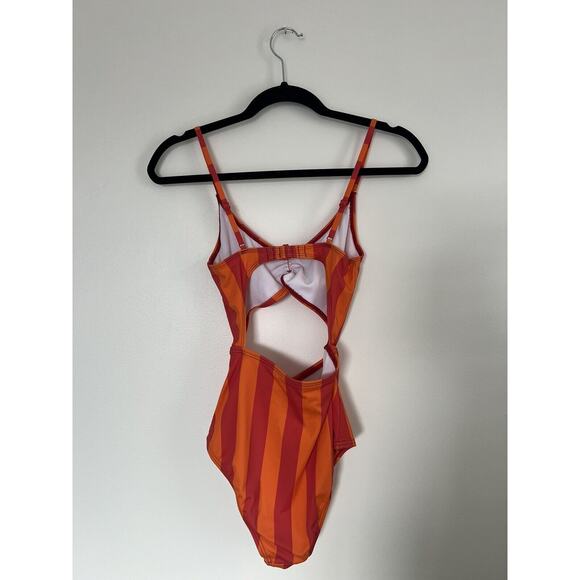 Out From Under Urban Outfitters Swimsuit Orange Striped Cutout Bow, Sz SP - Picture 4 of 9